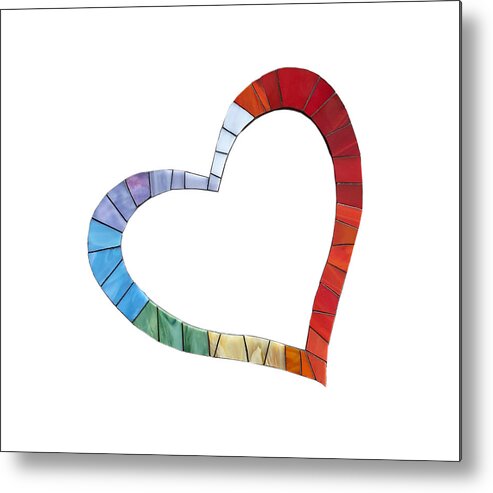 Heart Metal Print featuring the glass art Mosaic Heart In Rainbow Colors by Adriana Zoon