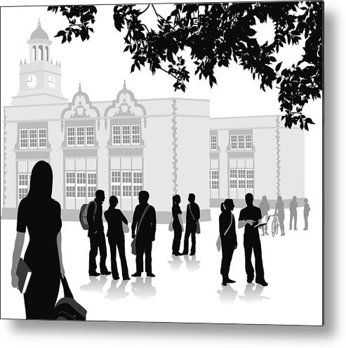 Young Men Metal Print featuring the drawing New Semester At Highschool by A-Digit