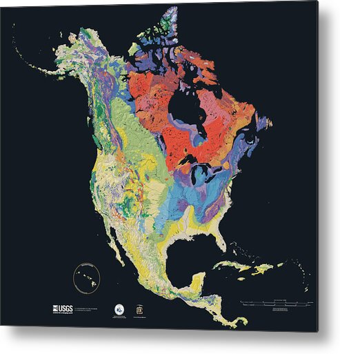 Usgs Metal Print featuring the digital art North America Tapestry of Time and Terrain by Usgs