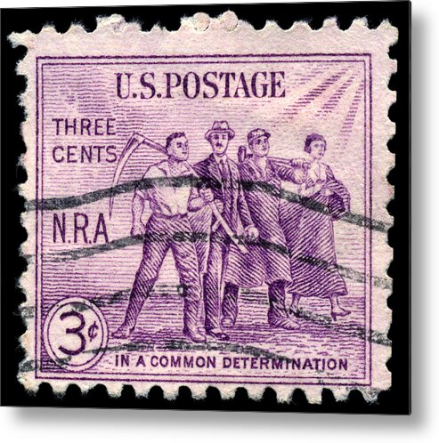 Nra Metal Print featuring the photograph NRA Labor Economic Determination Postage Stamp by Phil Cardamone