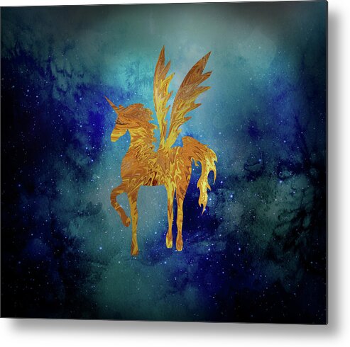 Pegasus Metal Print featuring the digital art Pegasus in Space by Sambel Pedes