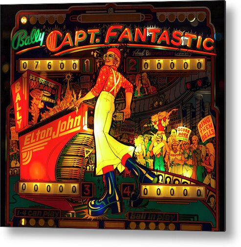 Terry D Photography Metal Print featuring the photograph Pinball Machine Capt Fantastic by Terry DeLuco
