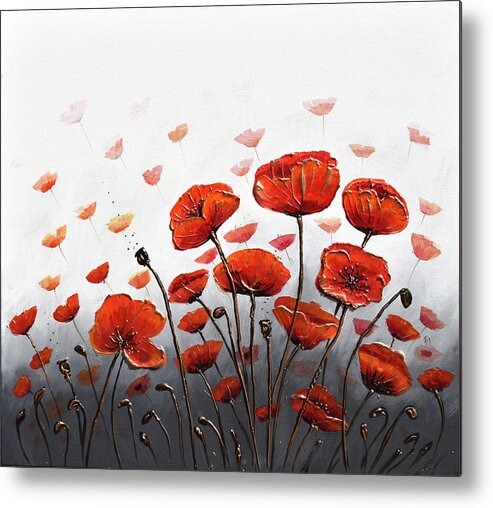 Red Poppies Metal Print featuring the painting Poppy Summer Delight by Amanda Dagg