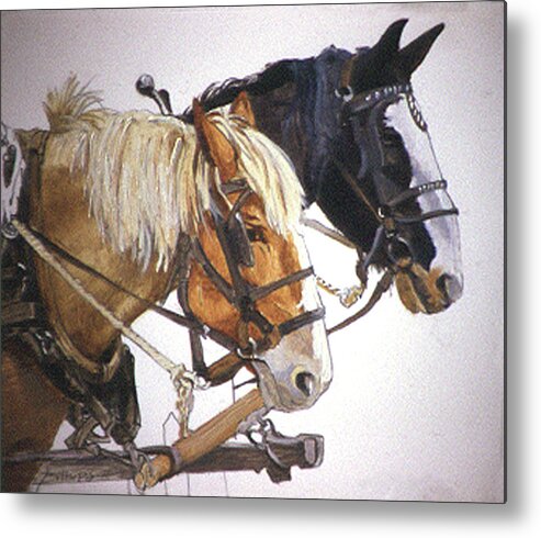 Horse Teams Metal Print featuring the painting Rags n Riches by Elizabeth - Betty Jean Billups