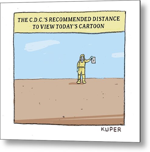 Captionless Metal Print featuring the drawing Recommended Distance by Peter Kuper
