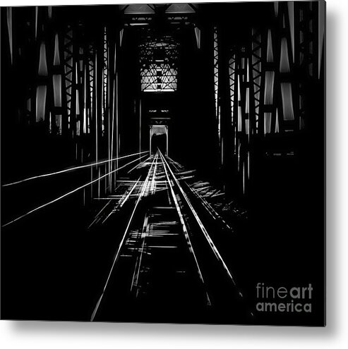 Red Metal Print featuring the photograph Red River Rail Road Crossing by Diana Mary Sharpton