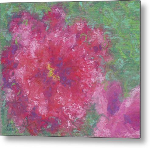 Roses Metal Print featuring the pastel Red Roses at the Pond 1 by Anne Katzeff
