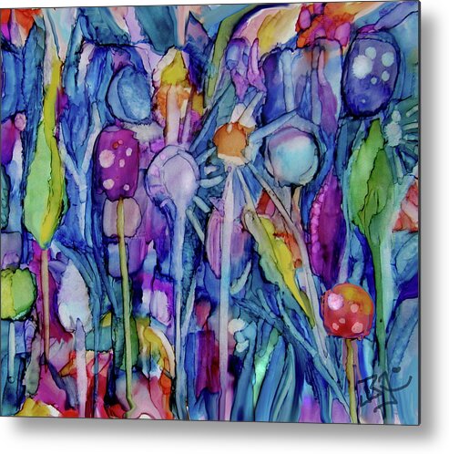 Alcohol Ink Abstract Metal Print featuring the painting Room to Grow by Jean Batzell Fitzgerald