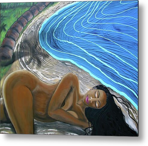 Portrait Metal Print featuring the painting Sleeping Nude by Joan Stratton