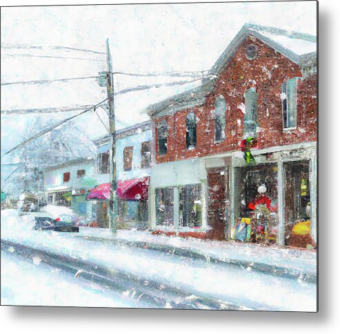 Snow Metal Print featuring the digital art Snow on Main Street by Alison Frank