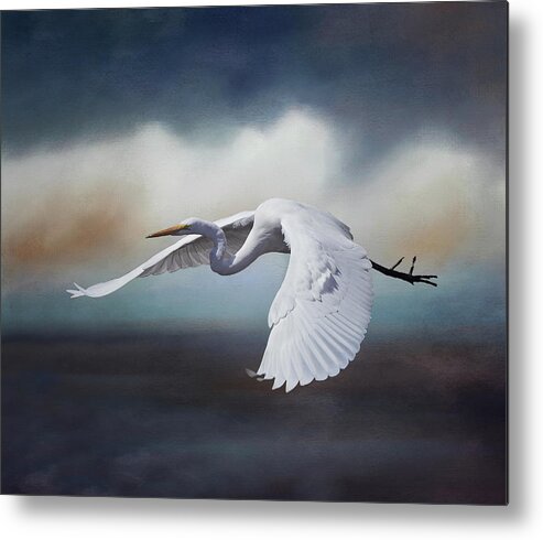 Soaring Metal Print featuring the photograph Soaring Egret 2 by Morgan Wright