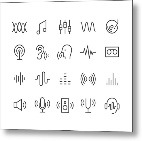 Thin Metal Print featuring the drawing Sound Icons - Classic Line Series by -victor-