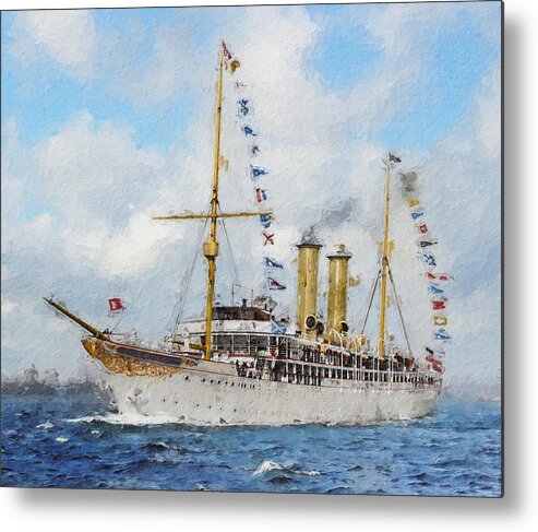 Steamer Metal Print featuring the digital art S.S. Kronprinzessin Victoria Louise by Geir Rosset