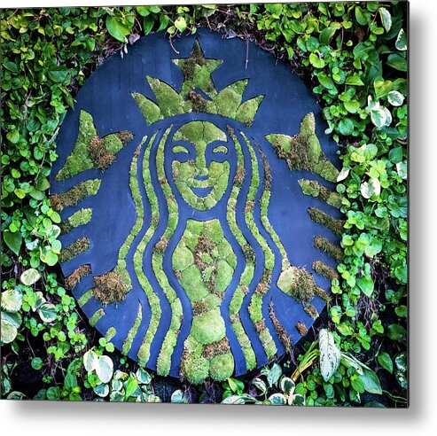 Starbucks Metal Print featuring the photograph STARBUCKS in the RAINFOREST by Karen Wiles