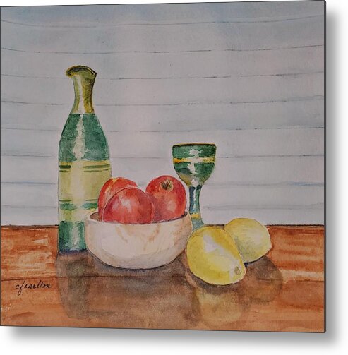 Still Life Metal Print featuring the painting Still Life with Apples and Lemons by Claudette Carlton