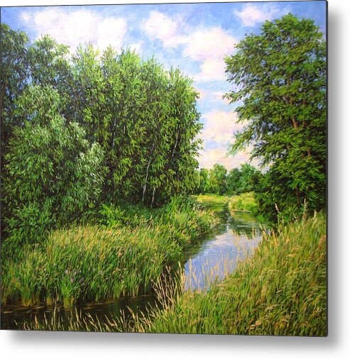 Summer Landscape Metal Print featuring the painting Summer landscape 6 by Kastsov