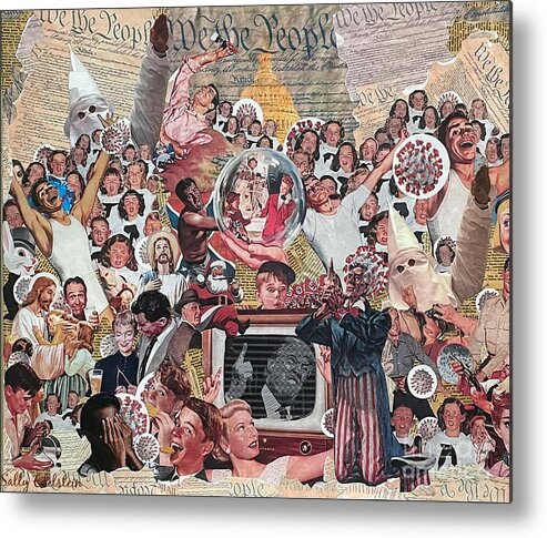 Collage Metal Print featuring the mixed media The Fractured State of Our Union by Sally Edelstein