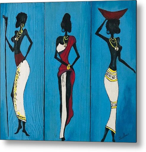  Metal Print featuring the painting Trio Ladies by Charles Young