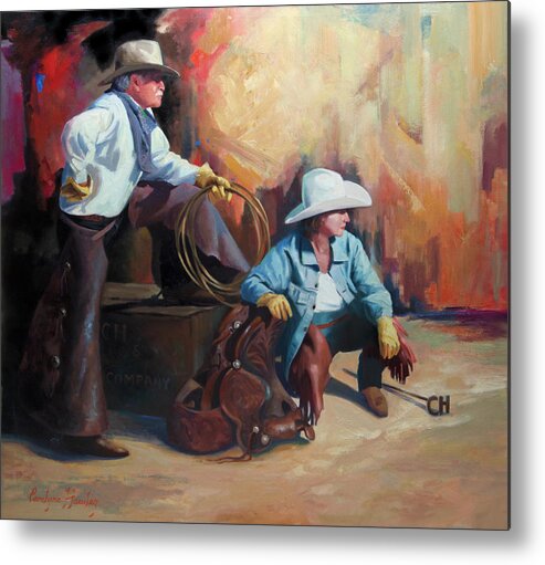 Western Art Metal Print featuring the painting Two of a Kind by Carolyne Hawley