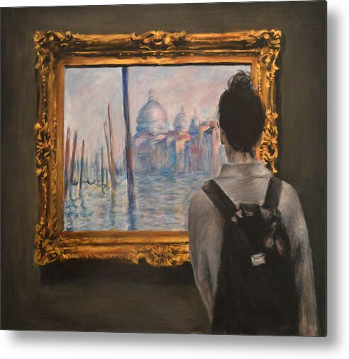Monet Metal Print featuring the painting Watching Monet Venice by Escha Van den bogerd