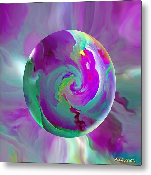 Abstract Flower Metal Print featuring the painting  Perpetual Morning Glory by Robin Moline