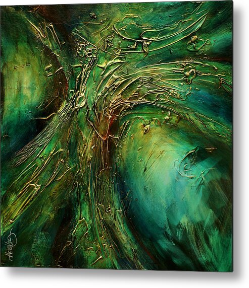 Abstract Metal Print featuring the painting ' Emerald Pass ' by Michael Lang