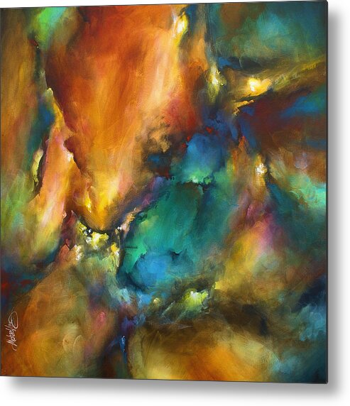Abstract Metal Print featuring the painting 'The Edge 2' by Michael Lang