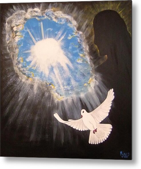 Dove Metal Print featuring the painting Wings of a Dove by Cindy Micklos