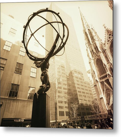 New York City Metal Print featuring the photograph Atlas Sculpture In New York City #1 by Horst P. Horst