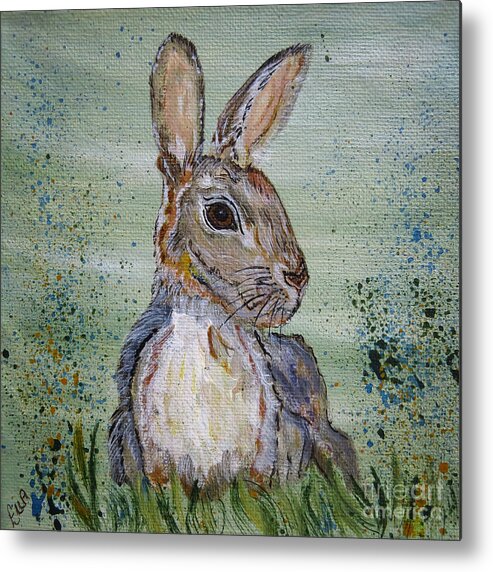 Rabbit Metal Print featuring the painting Bunny Rabbit by Ella Kaye Dickey