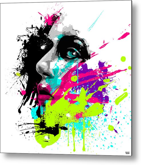 Female Metal Print featuring the painting Face Paint 2 by Jeremy Scott