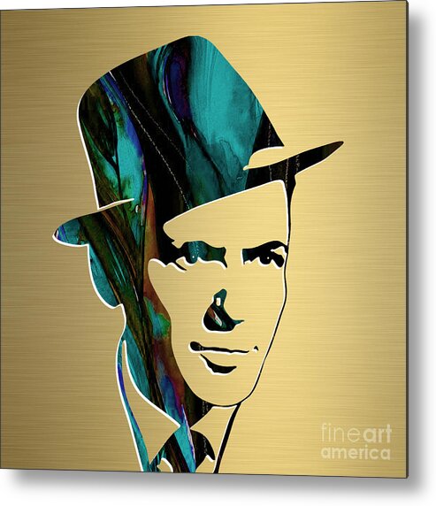 Frank Sinatra Art Metal Print featuring the mixed media Frank Sinatra Gold Series #2 by Marvin Blaine