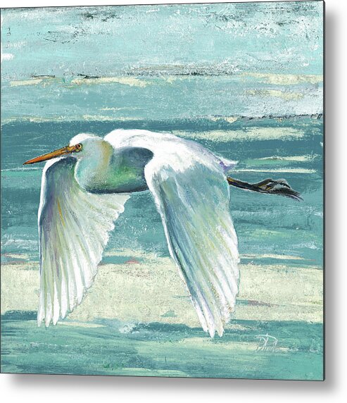 Coastal Metal Print featuring the painting Great Egret II #1 by Patricia Pinto
