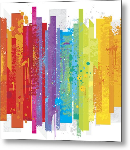 Gay Pride Symbol Metal Print featuring the drawing Grunge rainbow background #1 by Enjoynz