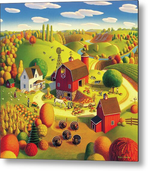  Harvest Landscape Metal Print featuring the painting Harvest Bounty by Robin Moline