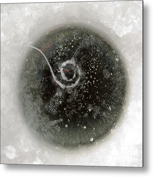 Ice Metal Print featuring the photograph Ice fishing hole by Steven Ralser