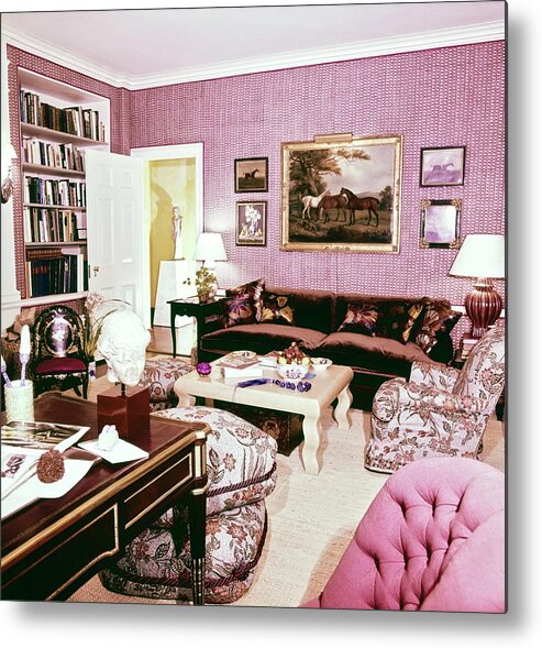 Decorative Art Metal Print featuring the photograph Jackie Onassis's Library by Horst P. Horst