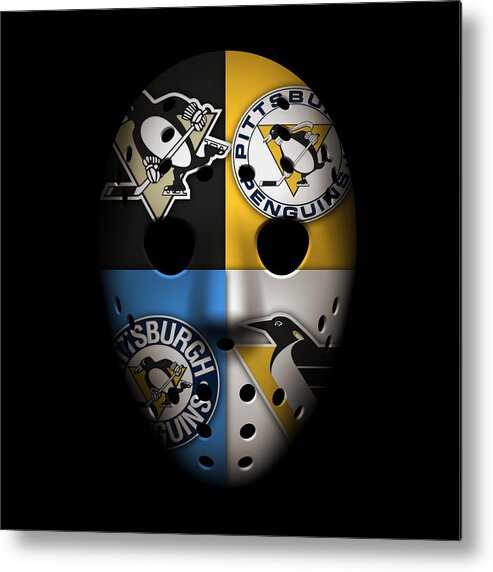 Penguins Metal Print featuring the photograph Penguins Goalie Mask by Joe Hamilton