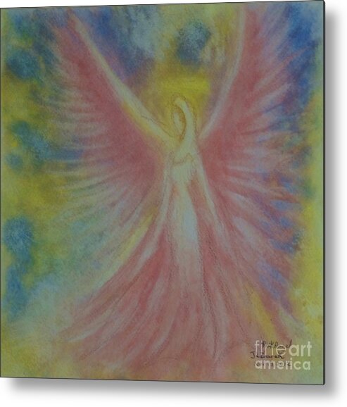 Angel Prints Metal Print featuring the painting Pink Angel by J L Zarek