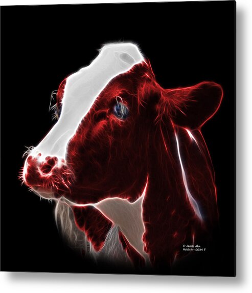 Cow Metal Print featuring the digital art Red Holstein Cow - 0034 F #1 by James Ahn