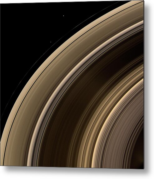 Janus Metal Print featuring the photograph Saturn's Rings And Moons by Nasa/jpl/space Science Institute/science Photo Library