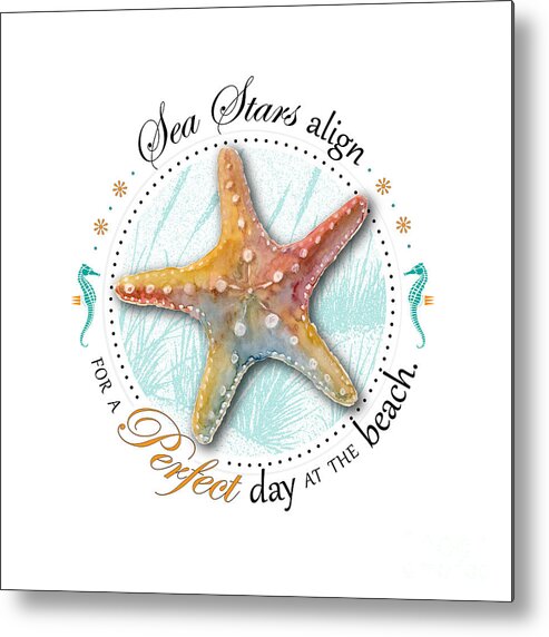 Seashell Metal Print featuring the digital art Sea stars align for a perfect day at the beach #2 by Amy Kirkpatrick