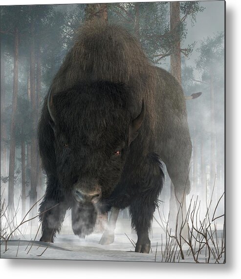 Bison Metal Print featuring the digital art Spirit of Winter #1 by Daniel Eskridge