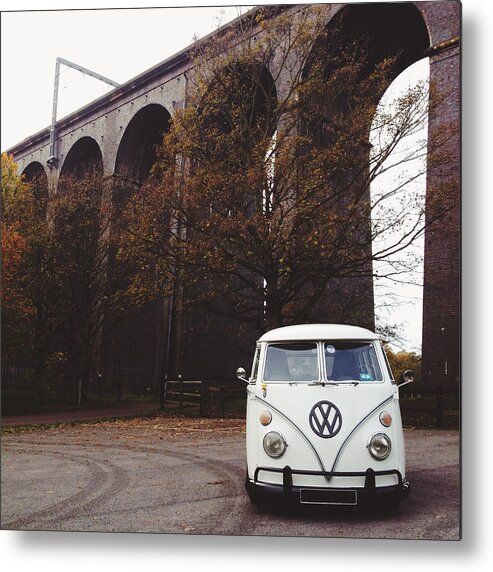 Automobile Metal Print featuring the photograph Splitty by the Viaducts II #1 by Gemma Knight