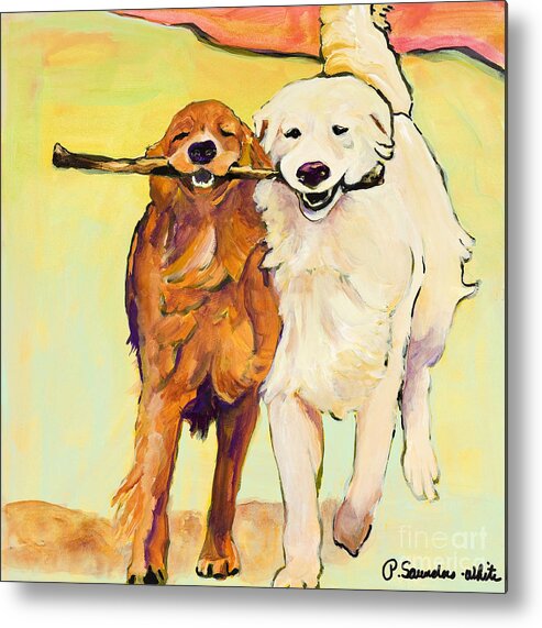 Pat Saunders-white Metal Print featuring the painting Stick With Me by Pat Saunders-White