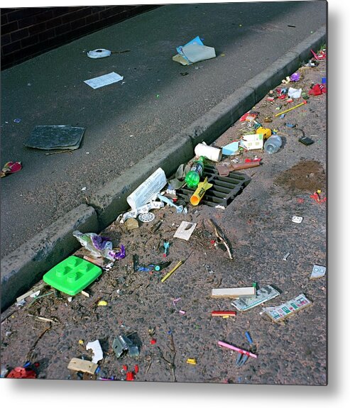 Rubbish Metal Print featuring the photograph Street Litter #1 by Robert Brook/science Photo Library
