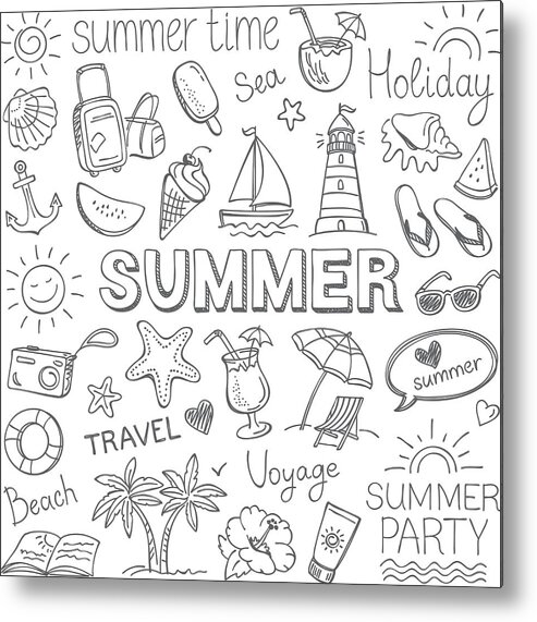 Curve Metal Print featuring the drawing Summer #1 by Ulimi