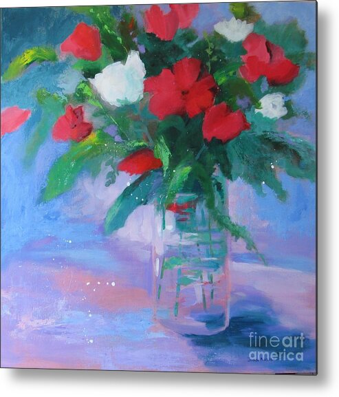 Acrylic Floral Metal Print featuring the painting Summer Vase by John Nussbaum