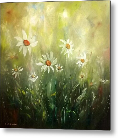 Flowers Metal Print featuring the painting White Daisies #2 by Gina De Gorna