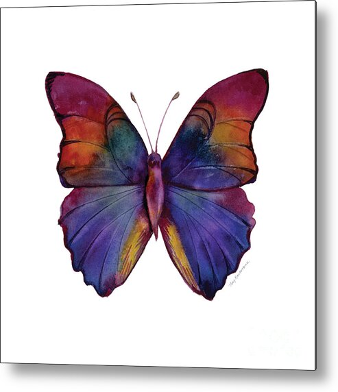 Red Metal Print featuring the painting 13 Narcissus Butterfly by Amy Kirkpatrick